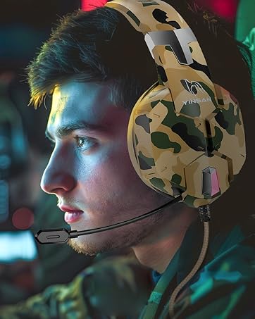 camo over ear wired gaming headset headphones for ps4 ps5 xbox pc switch