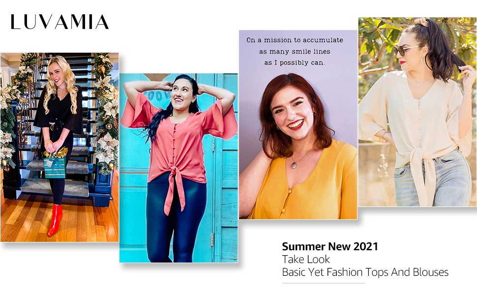 summer fashion tops and blouses tie knot tops Casual summer floral 3/4 sleeve knot shirt tops