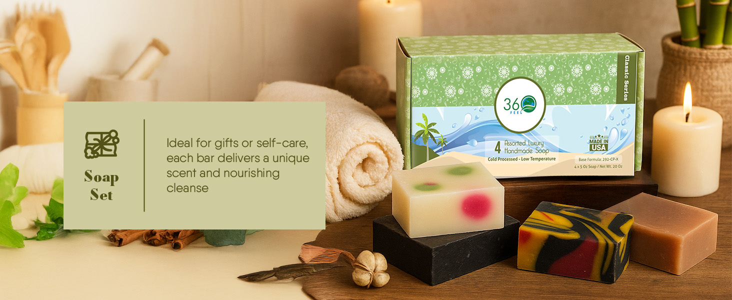 handmade soap gift set, assorted natural soap bars, cold process soap gift box, vegan soap bar set