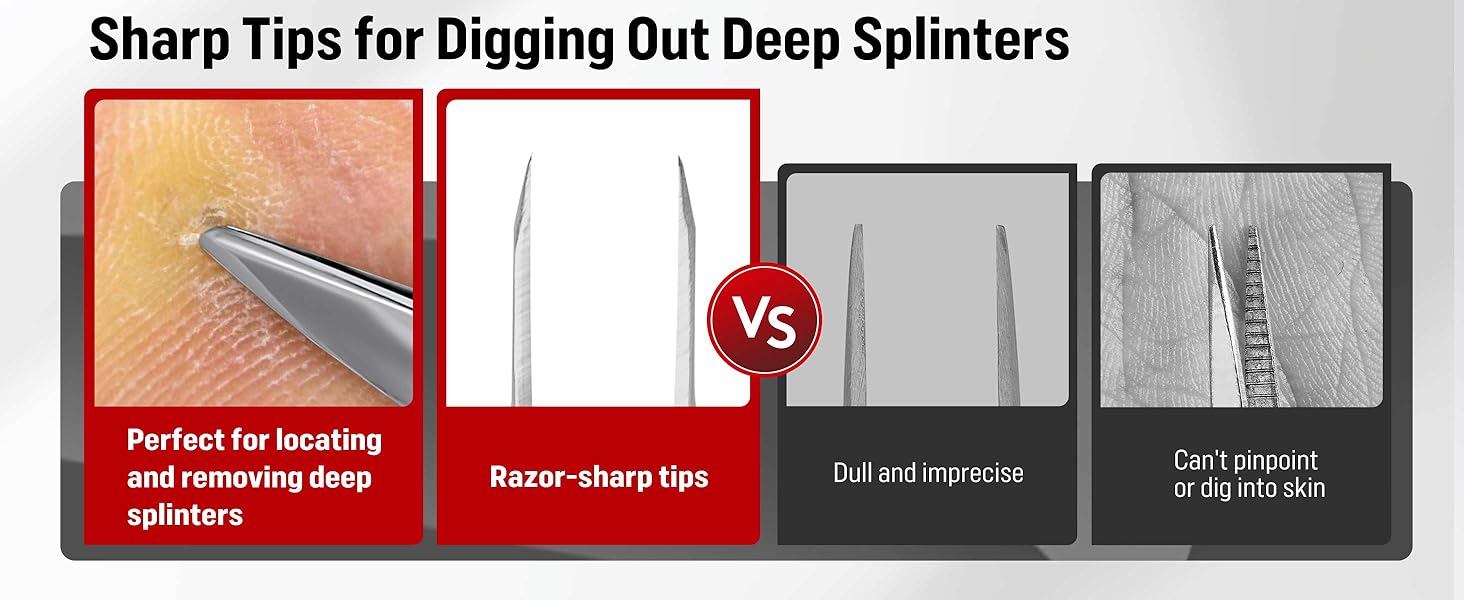 splinter out, tweezers first aid, splinter tweezers, pointed tweezers, fine tweezers, durox