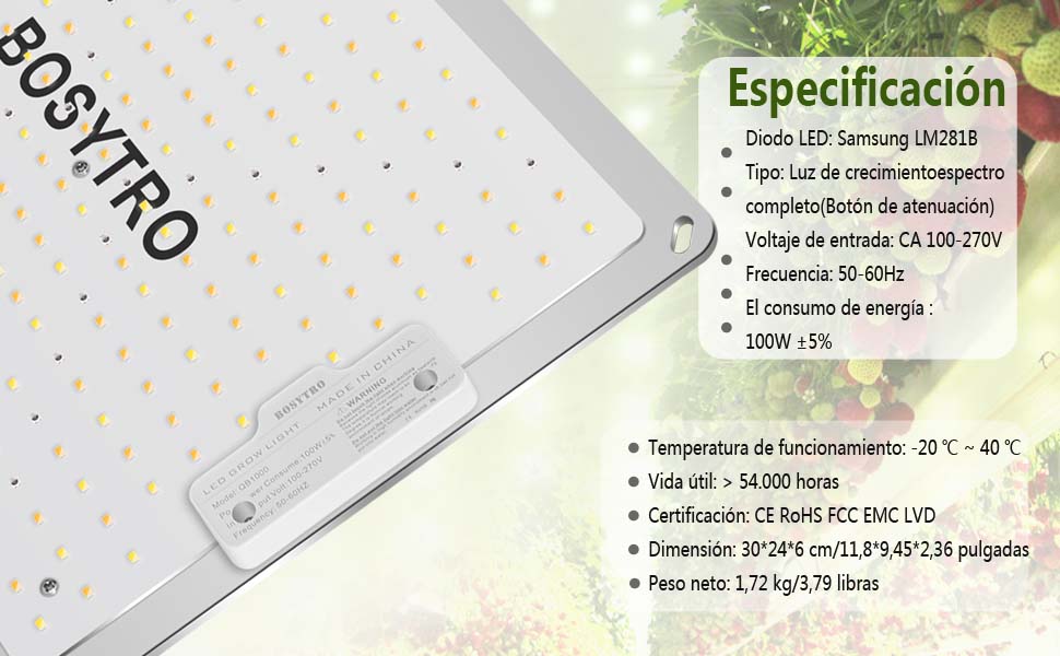 Luz de cultivo LED regulable de 1000 W