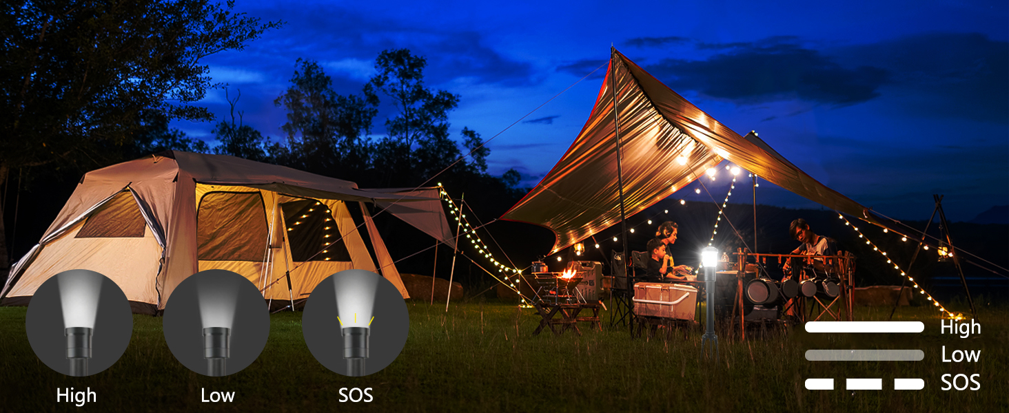 Letour Led Torch, 3 in1 Telescopic Camping Light 6000Lumens Super Bright Flashlight, IP65