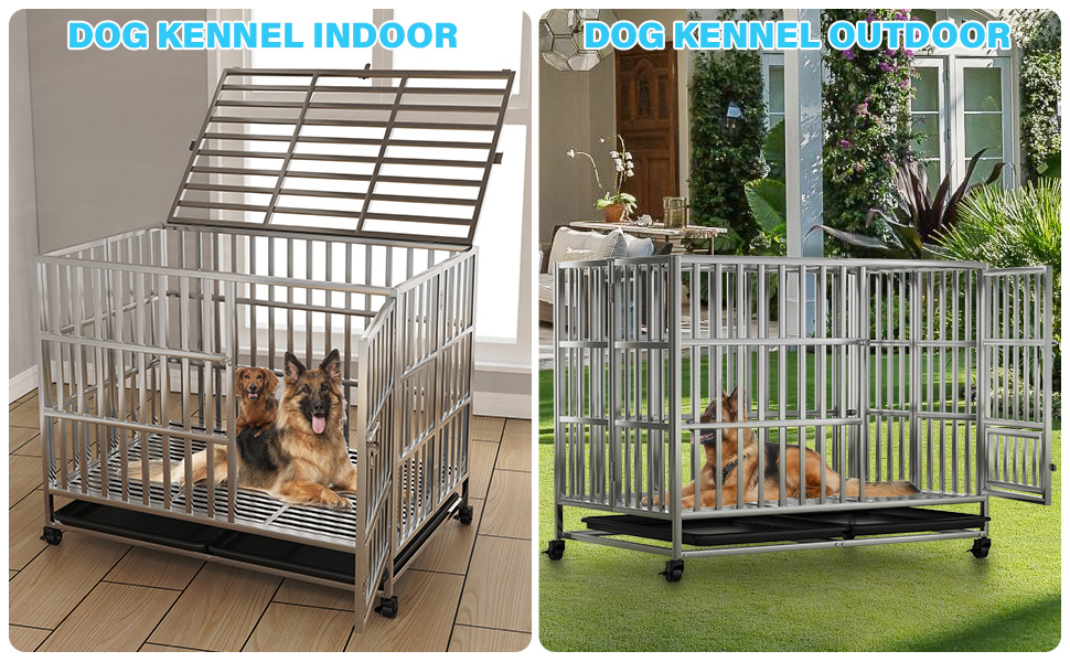 48/43 Inch Foldable Heavy Duty Indestructible Dog Crate