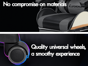 ELFORDSON Gaming Chair Lumbar Massage With Footrest, Grey & Black 16 4-1