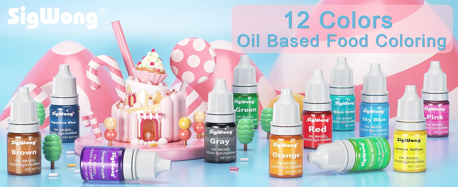 OilBased Food Colouring for Chocolate, 12 Colours Vibrant Food