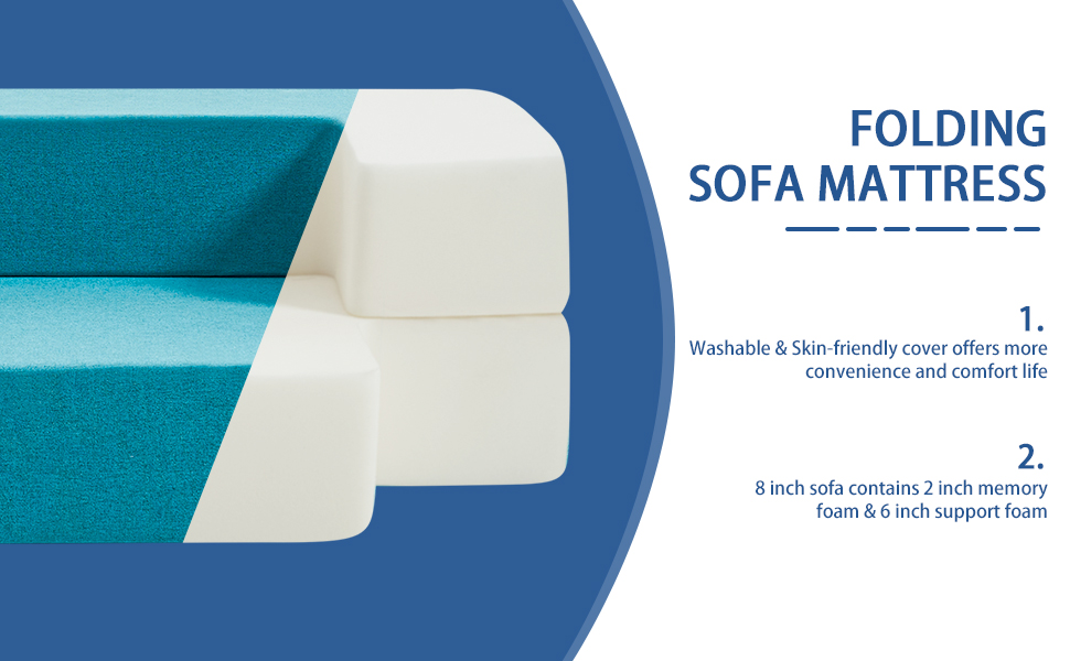 ILPEOD Floor Sofa Bed Futon Couch, Fold Out Couch Bed