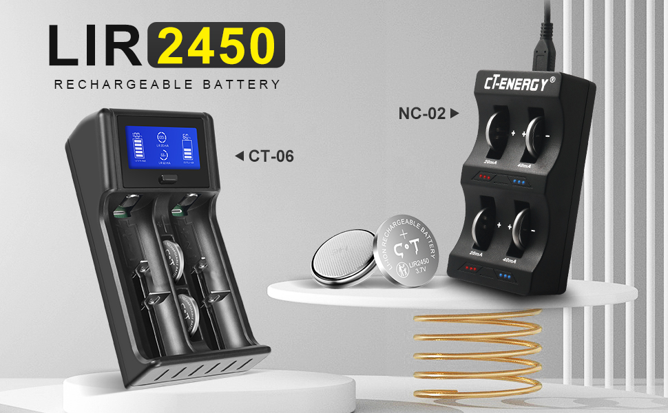 CTENERGY Rechargeable CR2450 Batteries 5 Pack Lir2450