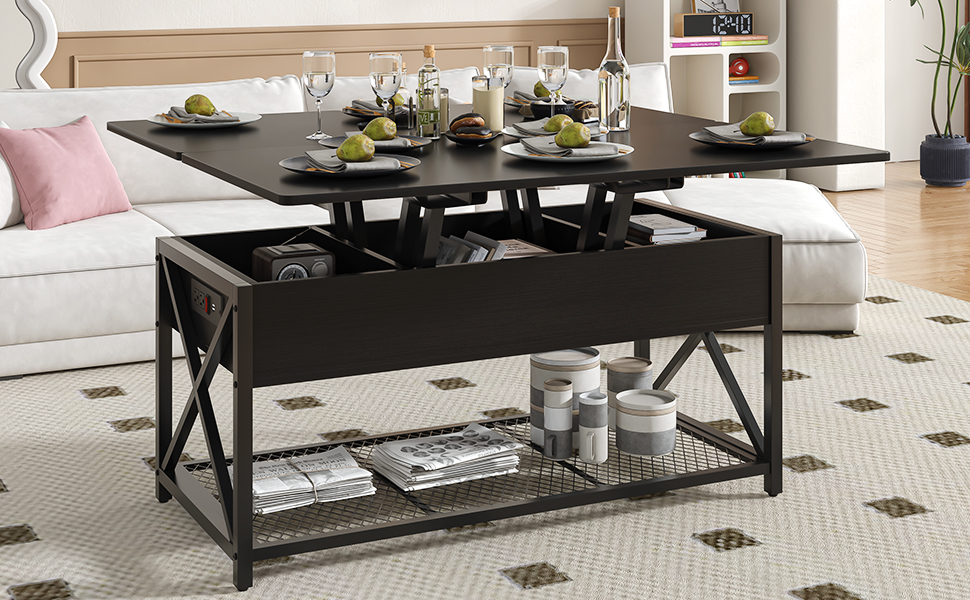 Osfvolr 43" Lift Top Coffee Table with Charging Station, 4
