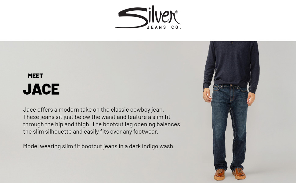 Silver Jeans Co. Men's Jace Slim Fit Bootcut Jeans, Dark
