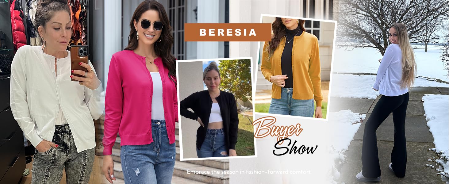 womens crew neck cardigan