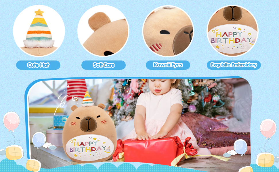 Capybara Happy Birthday Pillow