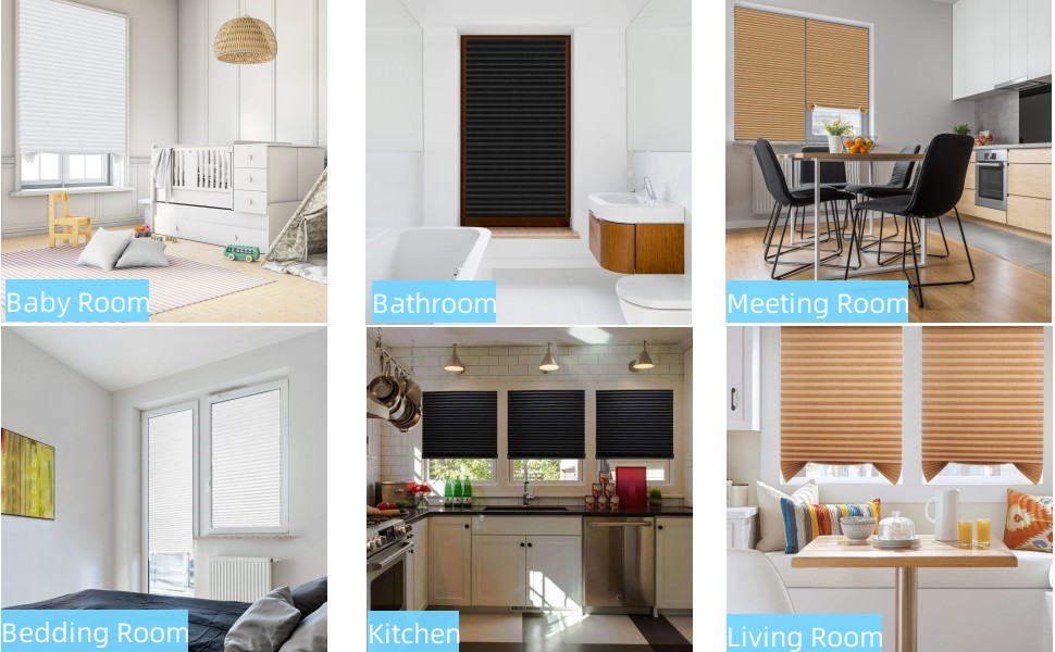 MALOKI Temporary Window Blinds, Pleated Window Shades