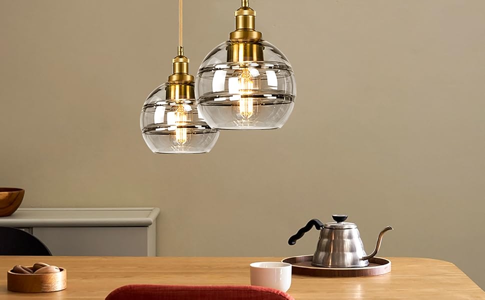 Homebelife Mini Glass Shade for Pendant Lights 2 Pack, Doublering
