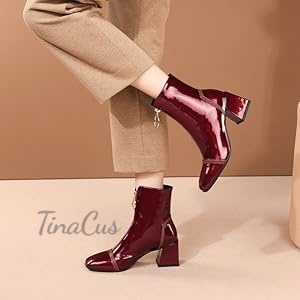 Amazon.com: TinaCus Women's Patent Leather Square Toe