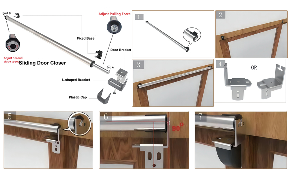 Sliding Door Closer Automatic, Sliding Patio Door Closer Kit, Easy to Install, Fit for 30" Width