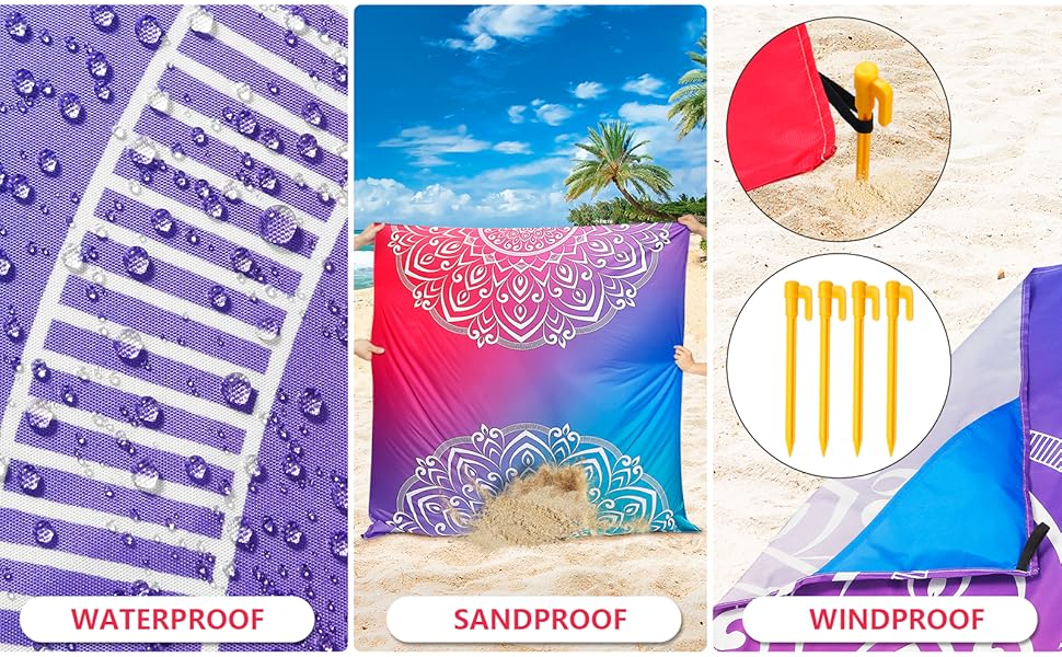 WIWIGO Beach Blanket Sandproof Extra Large Beach Mat Adults