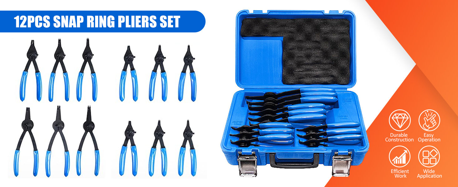12 Pcs Snap Ring Pliers Set