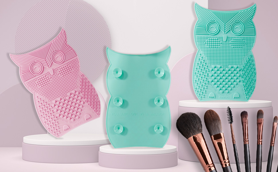 owl makeup brush cleaning mat