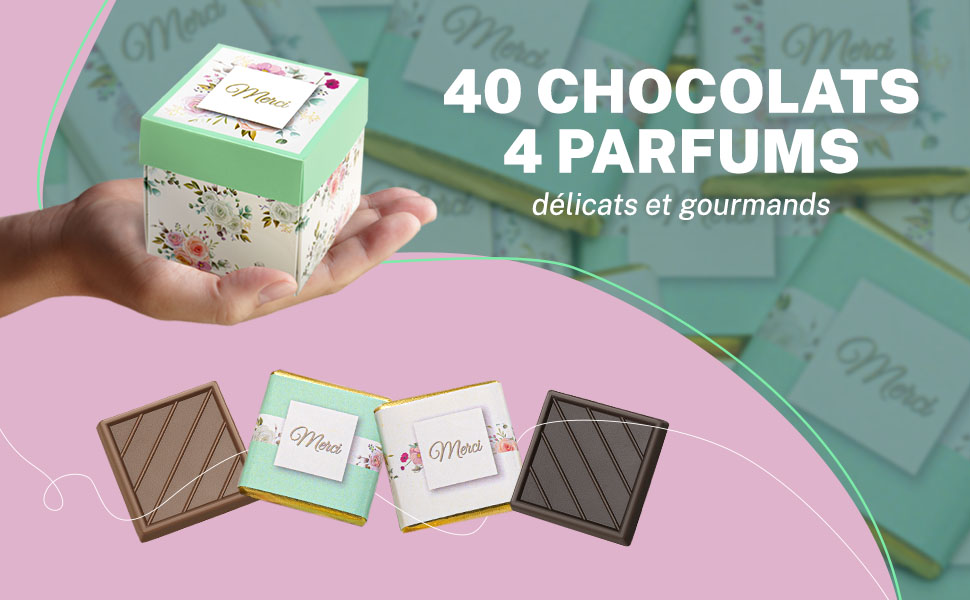 Coffret de Chocolats de 40 Carrés au Lait et Noir - Boîte à Offrir