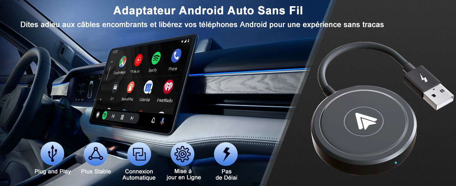 Adaptateur Android Auto sans Fil, Android Auto sans Fil Convertissant ...