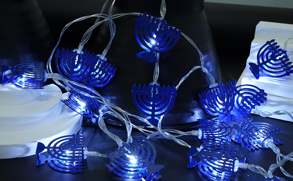 FACULX Hanukkah Menorah String Lights, Chanukah Decorations
