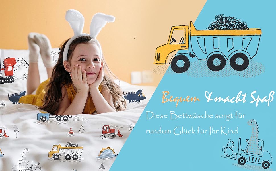 Toddler's Bed Linen Cotton Bed Linen for Baby Dinosaur with Zip Duvet