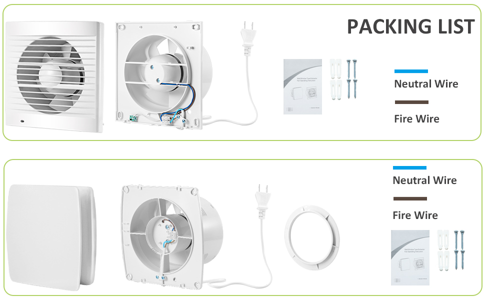 Moonjor 4" Exhaust Fan, 50CFM Quiet Small Window Wall Mount