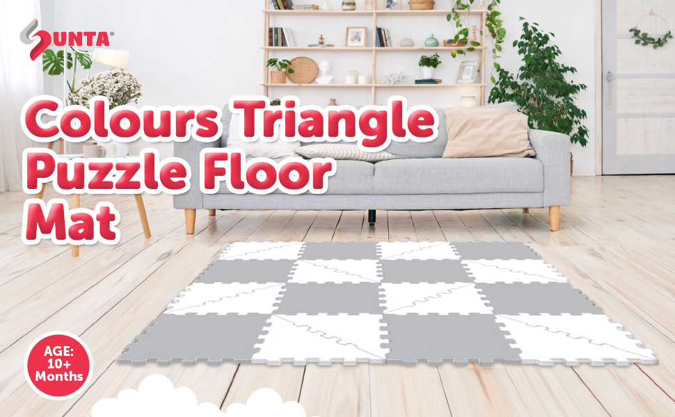 SUXID Sunta, 2 Colours Triangle Puzzle Floor Mat, Mat Mix & Match