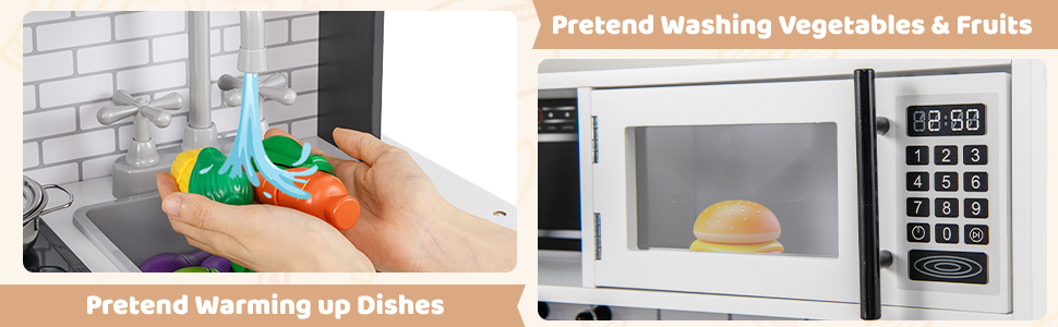 Series of images showing hands using electrical tools to repair appliances in a kitchen setting, with multiple appliances and wiring visible in the background.