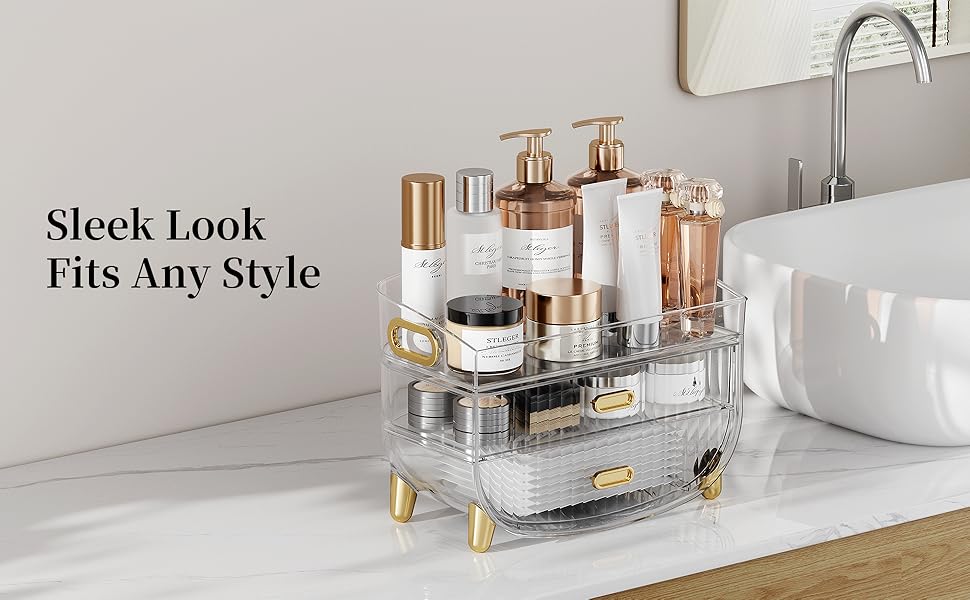 vanity organizer storage drawers display cabinet