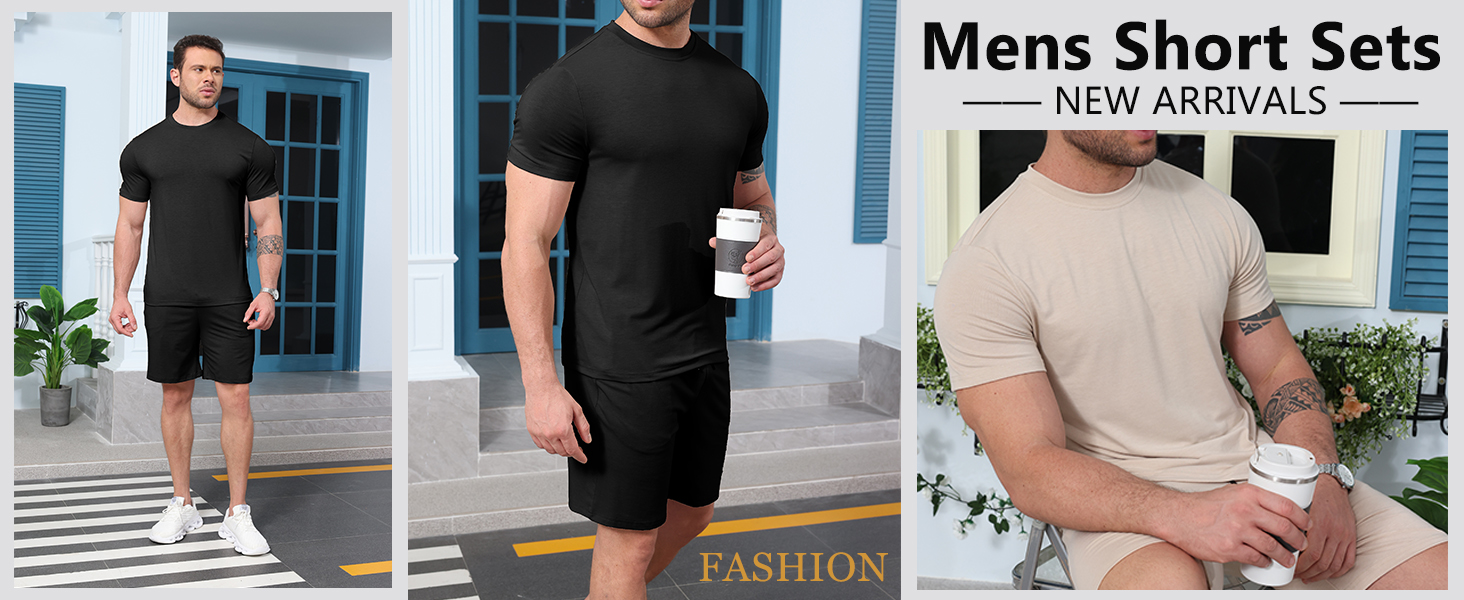 men short sets outfits 2 piece