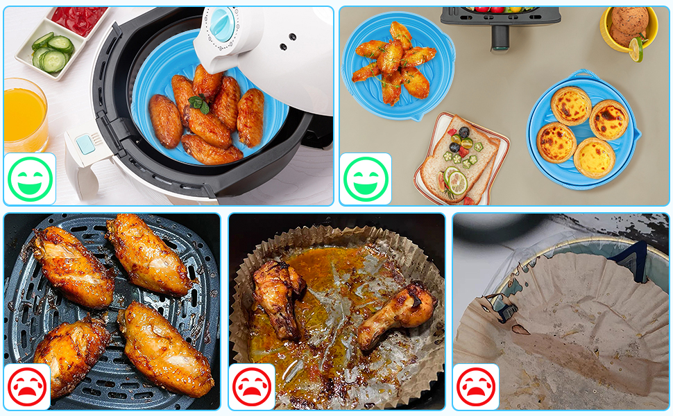 Air fryer Silicone Liners Reusable, 7.5IN Air Fryer