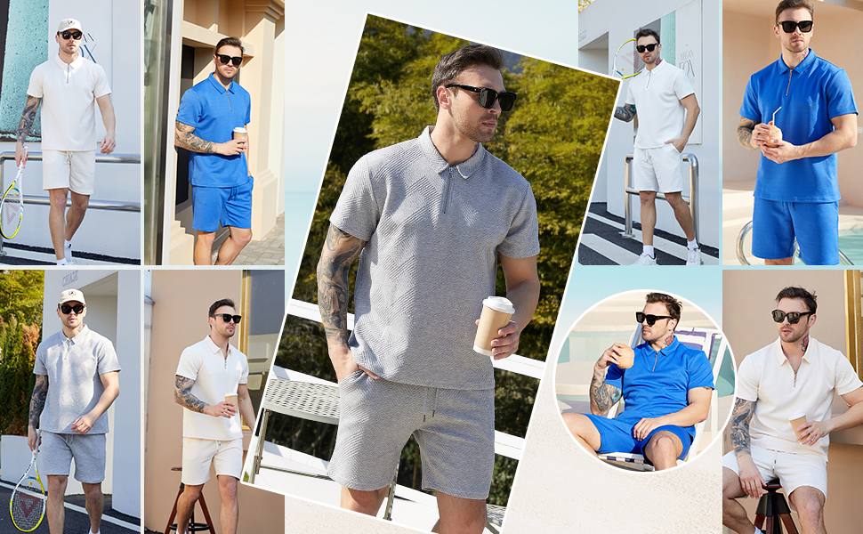 Polo Short Suits for Men 2 Pieces