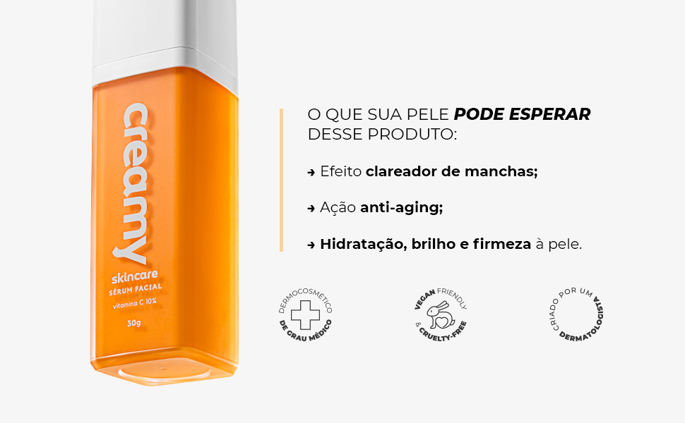 Efeito clareador de manchas, ação anti-aging