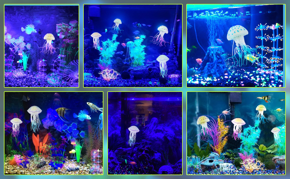 WishLotus Aquarium Jellyfish Decoration, Soft Silicone