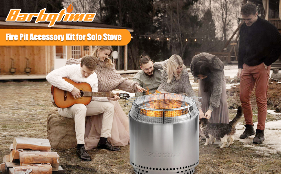 Barbqtime Fire Pit Spark Protector Screen & Grate for Solo