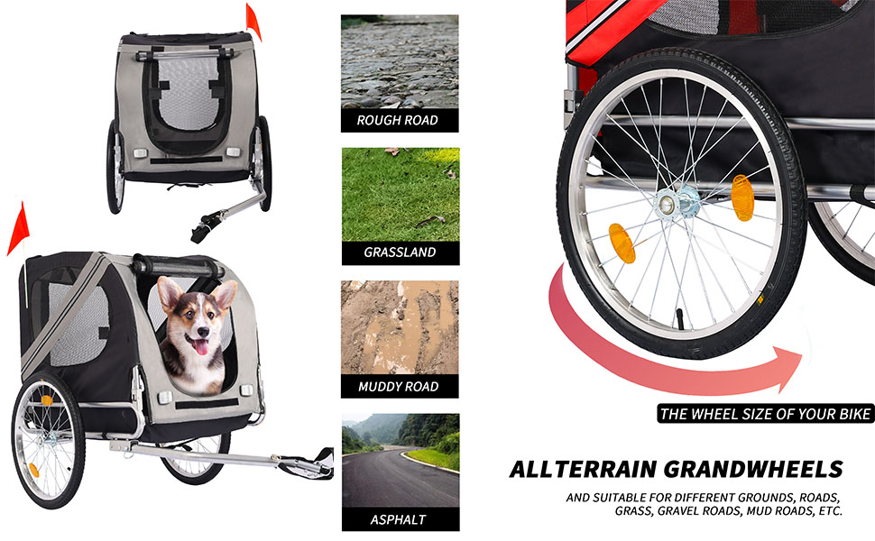 Bike Dog Trailer, Carrier for Small and Large Pets, Easy