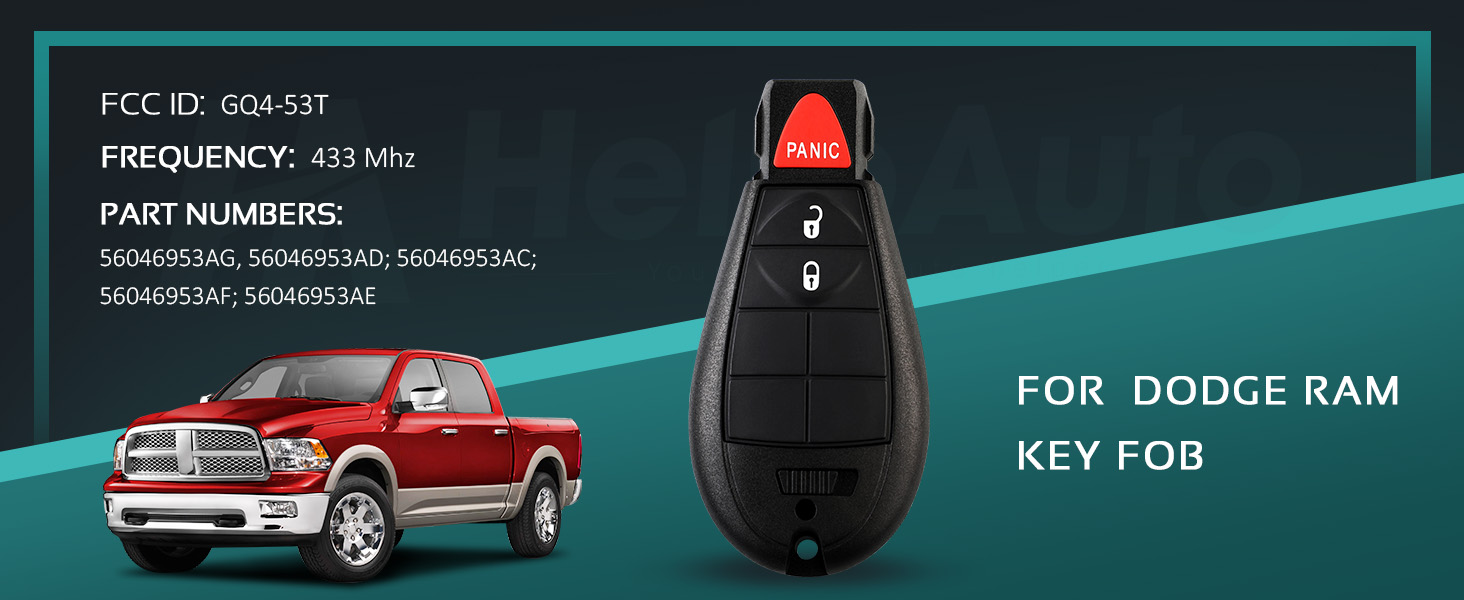 HelloAuto Key Fob for 20132021 Dodge Ram 1500, Keyless Entry Remote Replacement Key