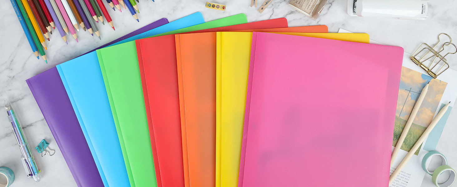 EOOUT 7 Pack Plastic File Folders, Heavy Duty Folders with