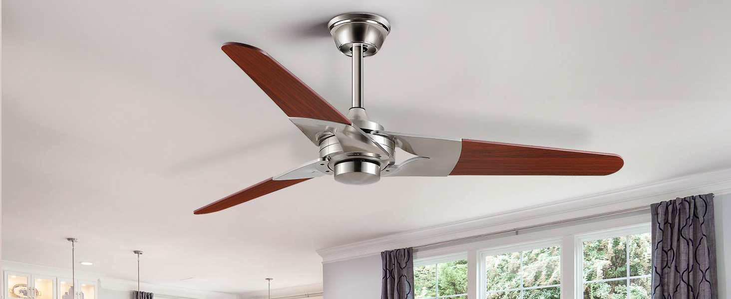 Surtime 52" Modern Wood Ceiling Fan Without Light,Indoor and Outdoor Reversible Ceiling Fan No