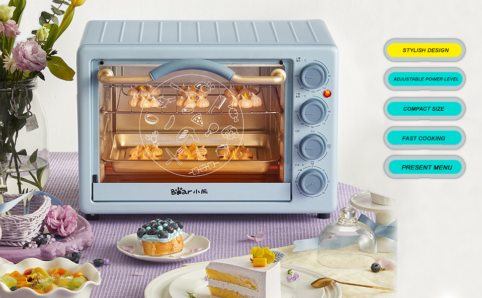 Bear 20L Mini Electric Portable Toaster Oven With BuiltIn Lighting