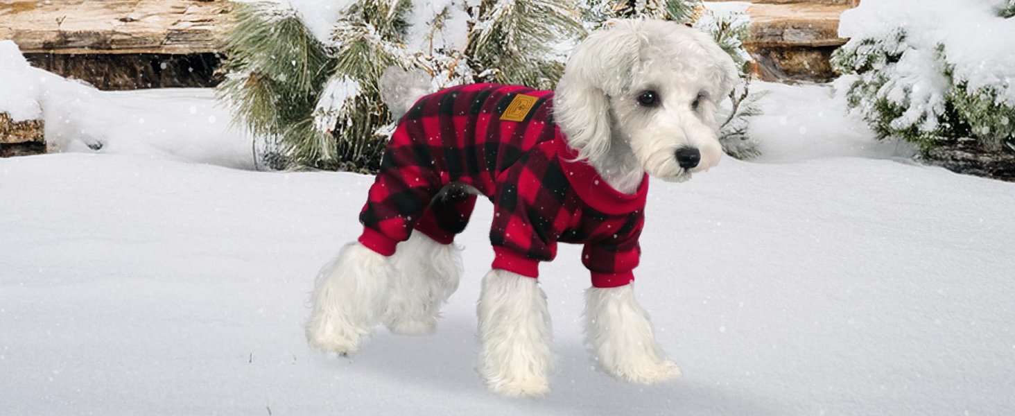 XPUDAC Dog Christmas Pajamas Plaid Dog Clothes for Small