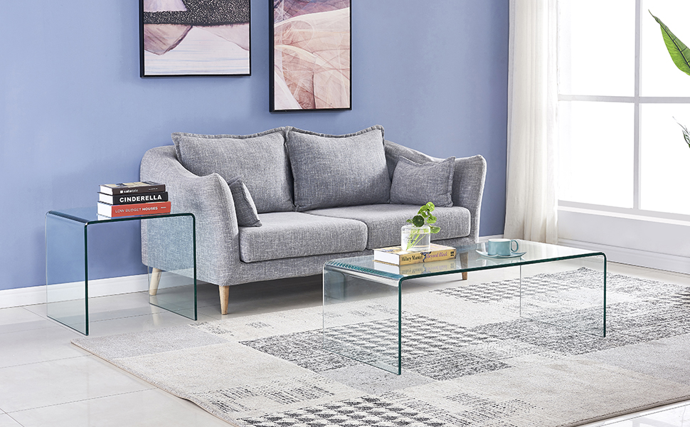 SMARTIK Clear Side Table Nightstand End Table, Modern Small