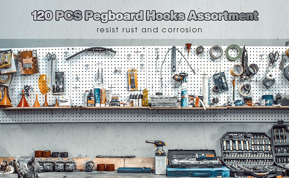Pegboard Hooks 120PCS,Pegboard Accessories Organizer Kit