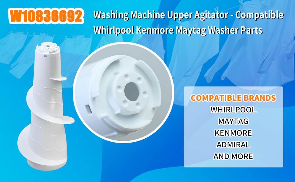 Vanshly，W10836692 AP5988691 Washing Machine Upper Agitator