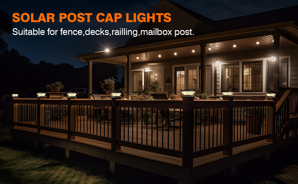 SOLLUCIS Solar Post Cap Lights, Super Bright 8 LEDs Fence Post Lights