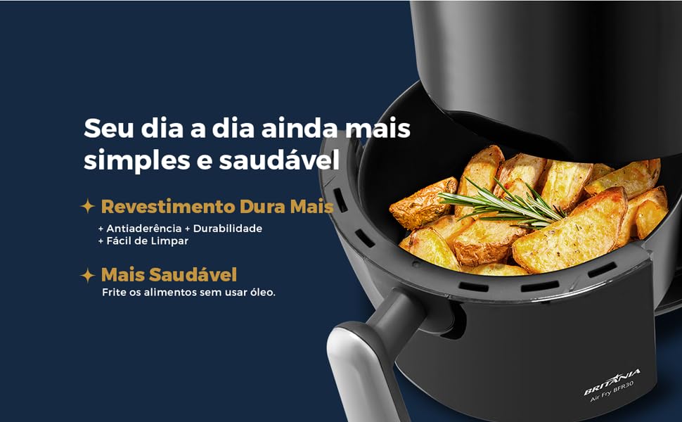 Fritadeira Air Fryer Britânia BFR30 Antiaderente 3L 1000W