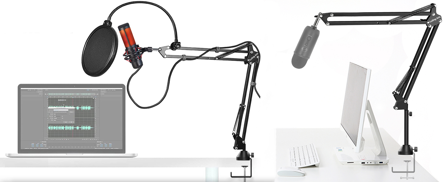 QuadCast Mic Arm,Overhead Boom Arm Microphone Stand Desk