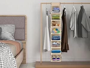 hanging shoe organizer 8-shelf beige