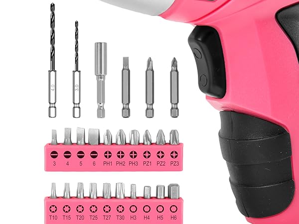 27 Piece Pink 4.8V Electric Cordless Power Screwdriver Set